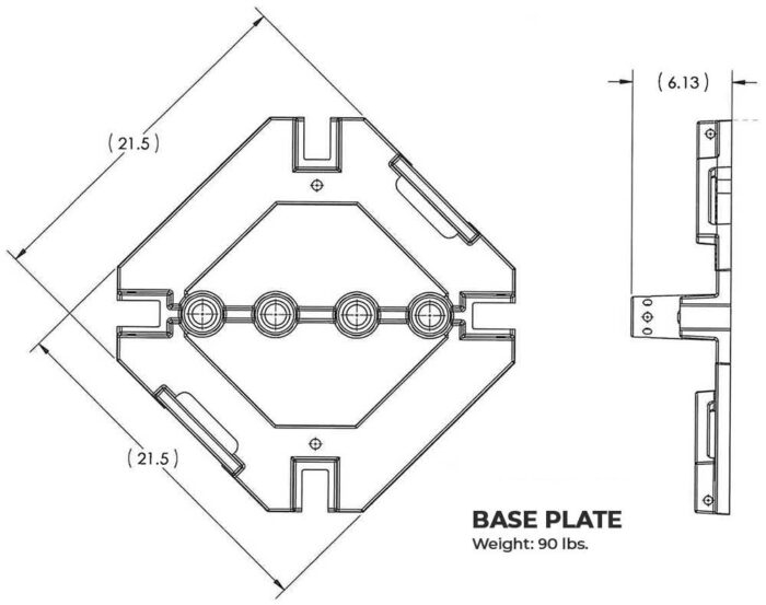 Steel Guardrail Base Plate with Rubber Pads only (Galvanized)