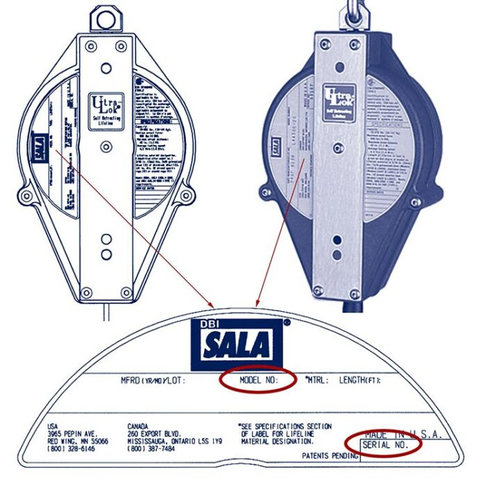 DBI-SALA® Self-retracting Lifeline Label - Serial & Model No.