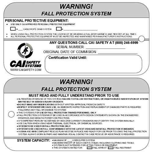 CAI Safety Systems - Warning Tags