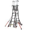 Compact Dual Safety Ladder with Enclosed Work Platform