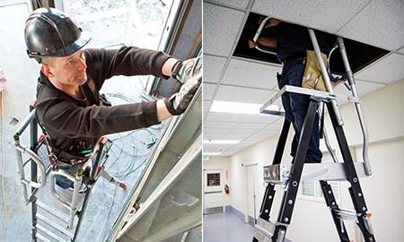 Compact Ladder with Enclosed Work Platform
