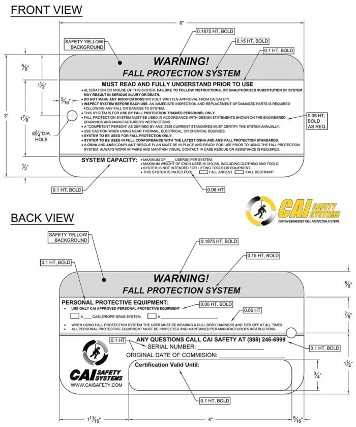 CAI Safety Systems - Warning Tags