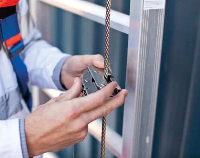 Ladder Cable Fall Arrest with Vertical Fixed Ladder - Traveler Device