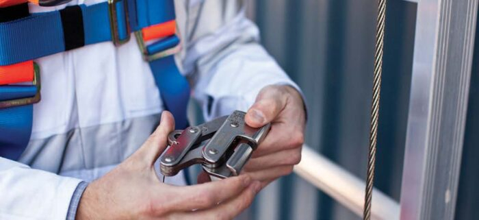 Ladder Cable Fall Arrest with Vertical Fixed Ladder - Traveler Device