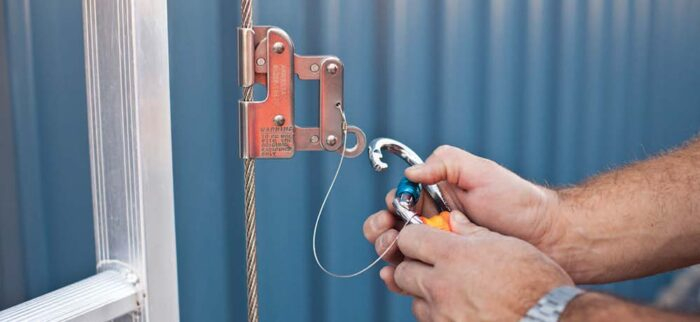 Ladder Cable Fall Arrest with Vertical Fixed Ladder - Traveler Device