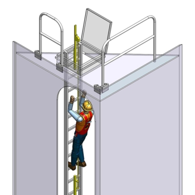 Ladder Cable Fall Arrest for Roof Hatch Ladder