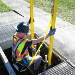 Ladder Rigid Track Fall Arrest - Retractable Anchor Post