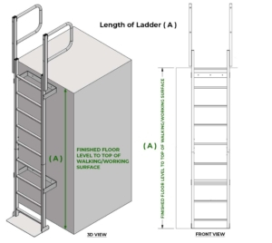 Fixed Vertical Ladder with Grab Rails - Ladder Length