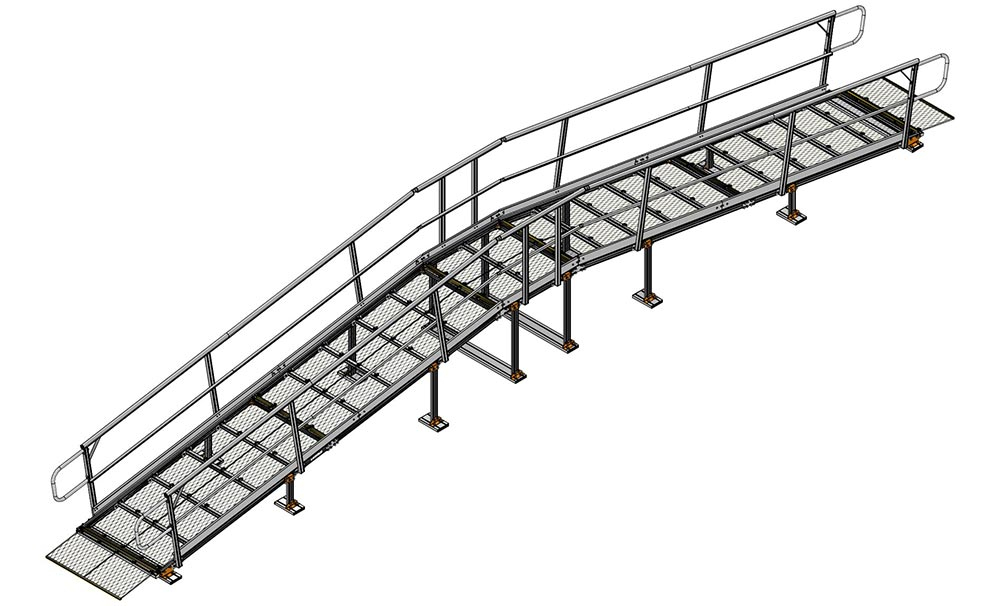 Crossover Walkway Ramp with Handrails