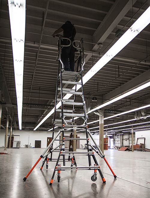 Standard Dual Safety Ladder with Enclosed Work Platform