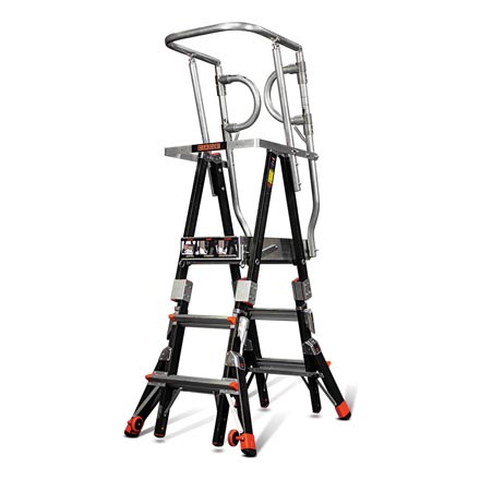 Compact Dual Safety Ladder with Enclosed Work Platform
