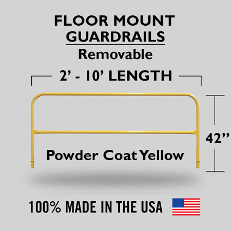 Fixed Mounted Railings - Powder Coated Safety Yellow