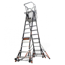 Compact Dual Safety Ladder with Enclosed Work Platform