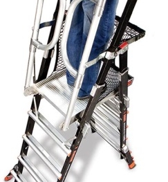 Compact Dual Safety Ladder with Enclosed Work Platform