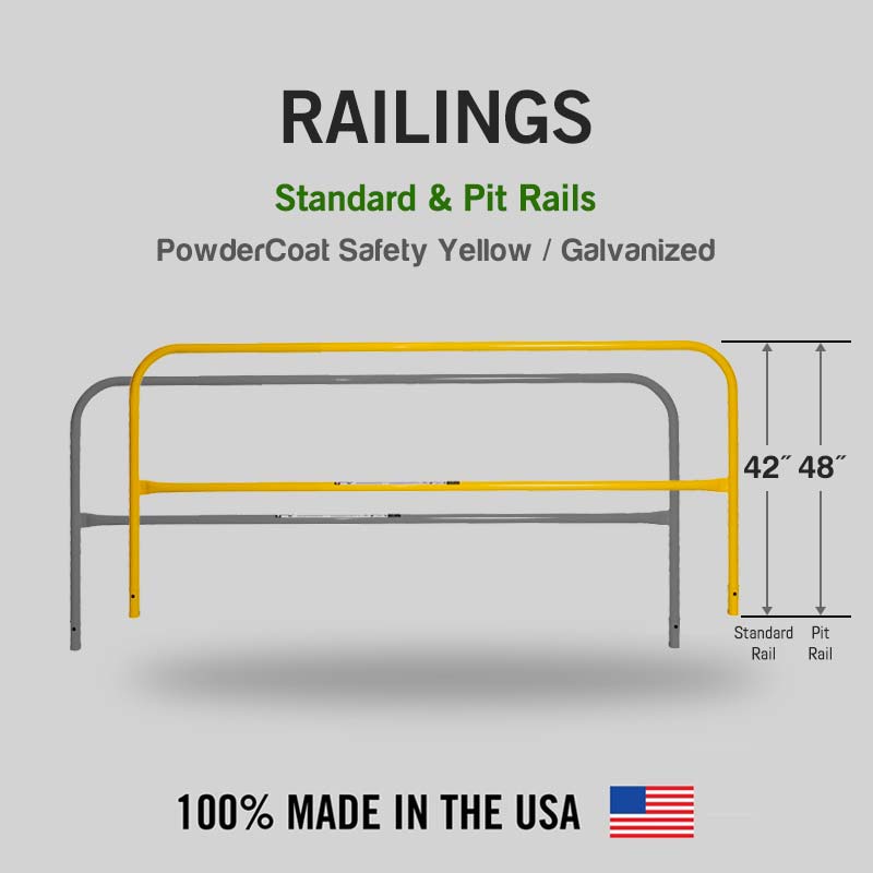 Fixed Mounted Guardrails - Standard & Pit Railings