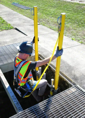 Ladder Rigid Track Fall Arrest - Retractable Anchor Post