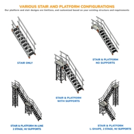 Aluminum Modular Access Stairs - Various Configurations