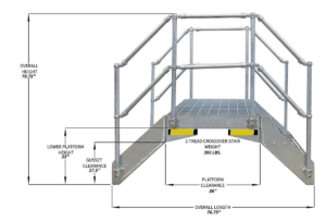Aluminum Crossover Stair Bridge - 2 Step Platform