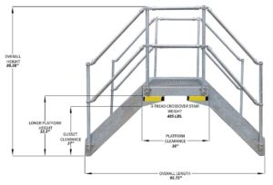 Aluminum Crossover Stair Bridge - 3 Step Platform