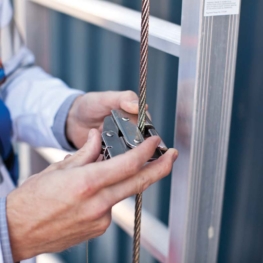 Ladder Cable Fall Arrest with Vertical Fixed Ladder - Traveler Device