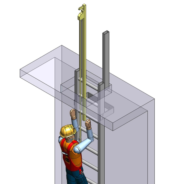 Fixed Vertical Ladder for Roof Hatch Access & Ladder Cable Fall Arrest ...