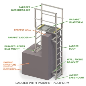 Fixed Vertical Ladder with Parapet Platform - Components